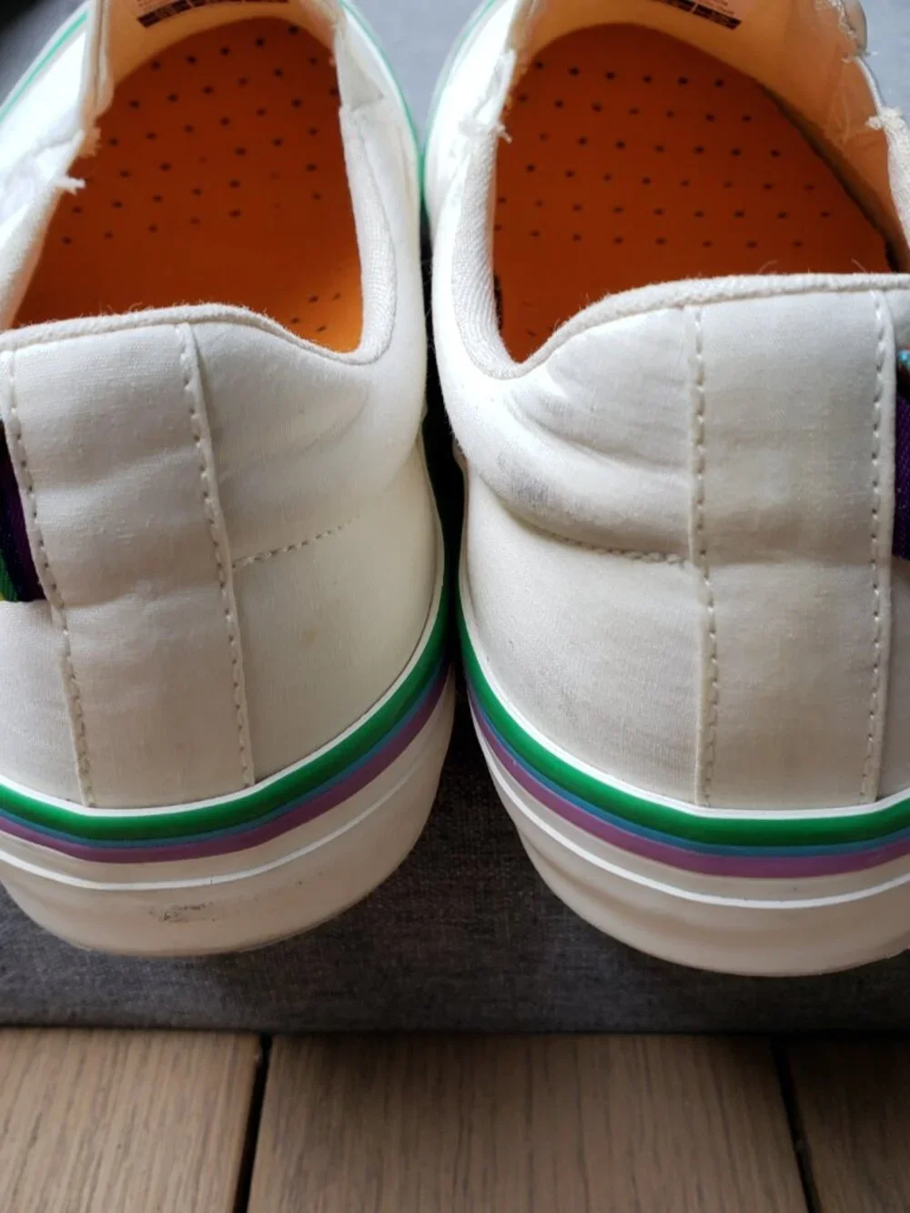 EUC SeaVees Hawthorne Pride bleach twill slip-on (9.5) KICKS